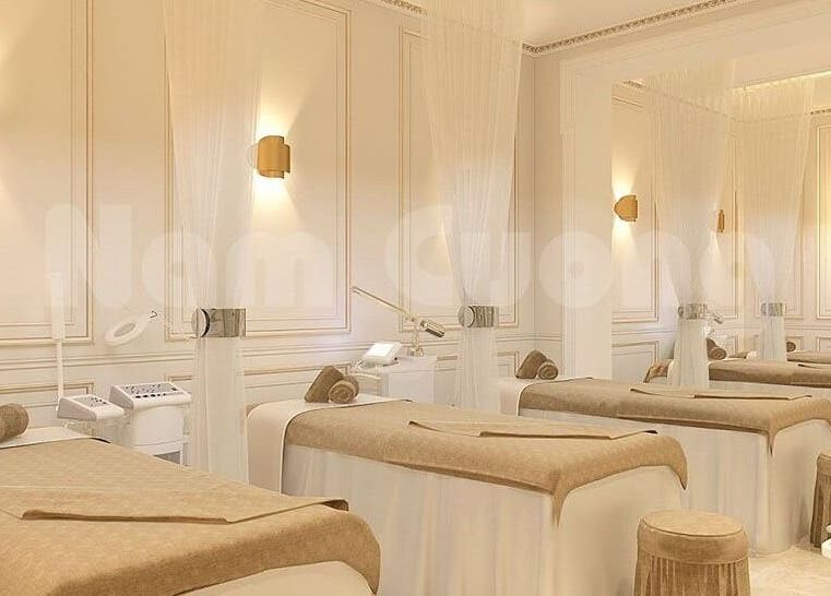 Không gian trị liệu tại Beautymaster Spa, Hà Nội, Hà Nội, VN với ánh sáng ấm và giường massage sang trọng.
