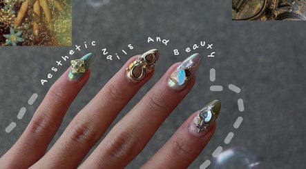 Luxurious nail art at Aesthetic Nails and Beauty, Melbourne, Victoria, AU showcasing intricate gemstone designs.
