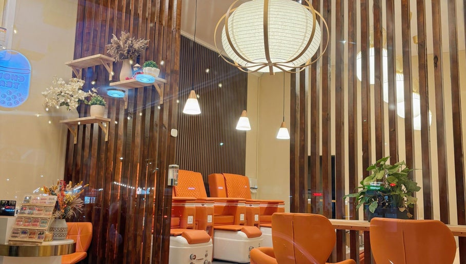 Elegant interior of Aesthetic Nails and Beauty, Melbourne, Victoria, AU, featuring stylish seating and decor.