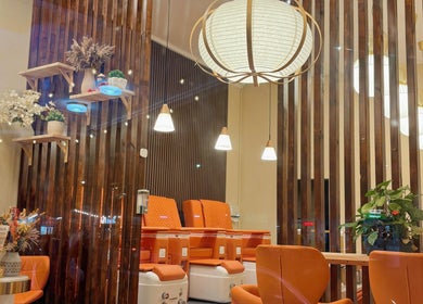 Elegant interior of Aesthetic Nails and Beauty, Melbourne, Victoria, AU, featuring stylish seating and decor.