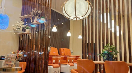 Elegant interior of Aesthetic Nails and Beauty, Melbourne, Victoria, AU, featuring stylish seating and decor.