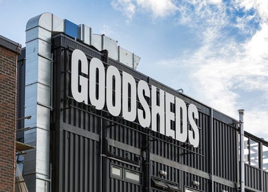 Exterior view of MANI.FEST Nails at Goodsheds, Barry, Wales, GB, highlighting modern industrial design.