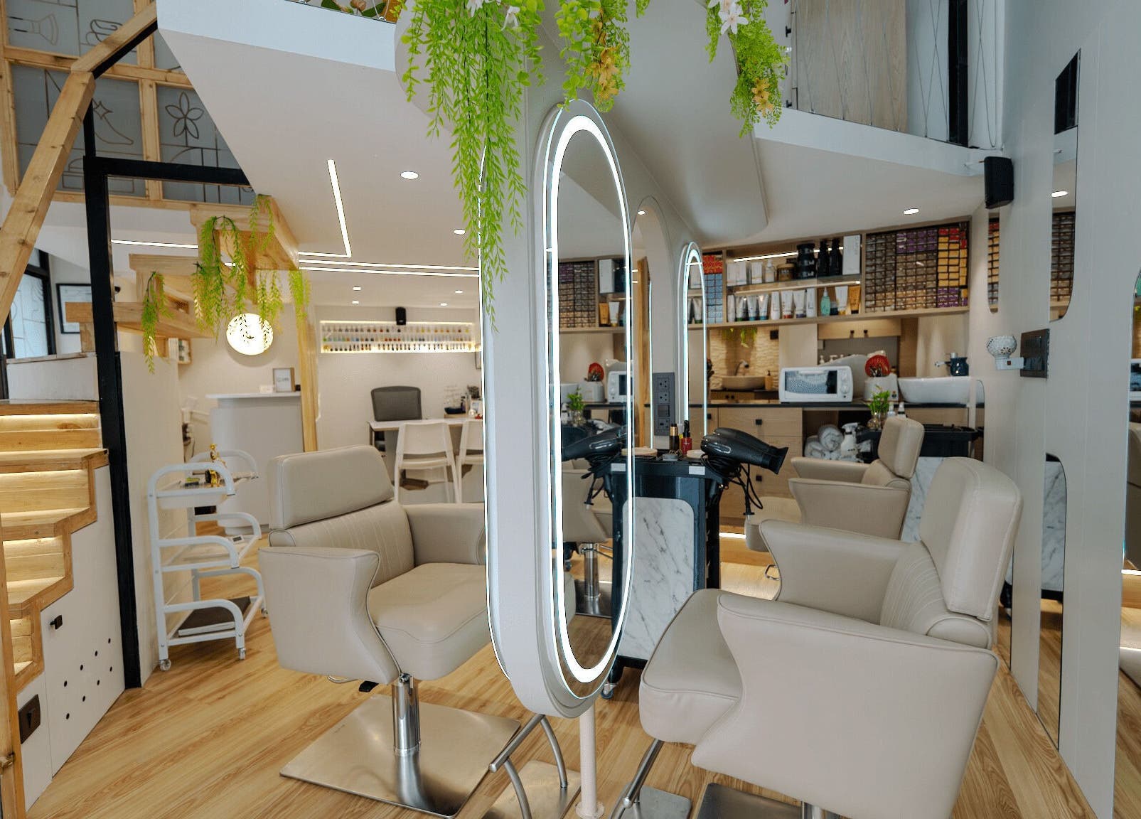 Elegant interior of Mist Salon, Spa & Nail Salon in Pune, Maharashtra, IN with plush chairs and modern decor.