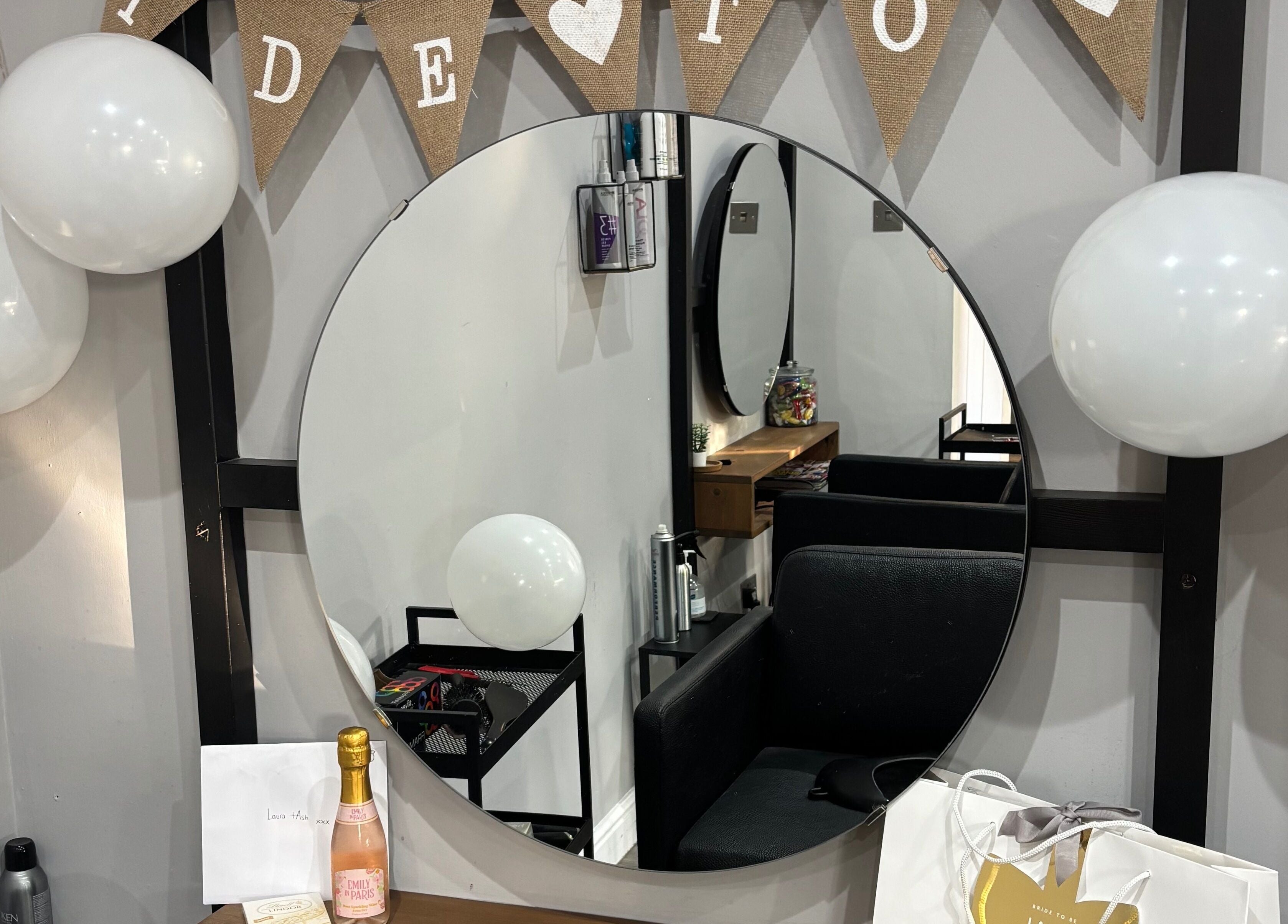 Stylish salon setup with mirror and decorations at CK Beauty Studios, Ilkeston, England, GB.