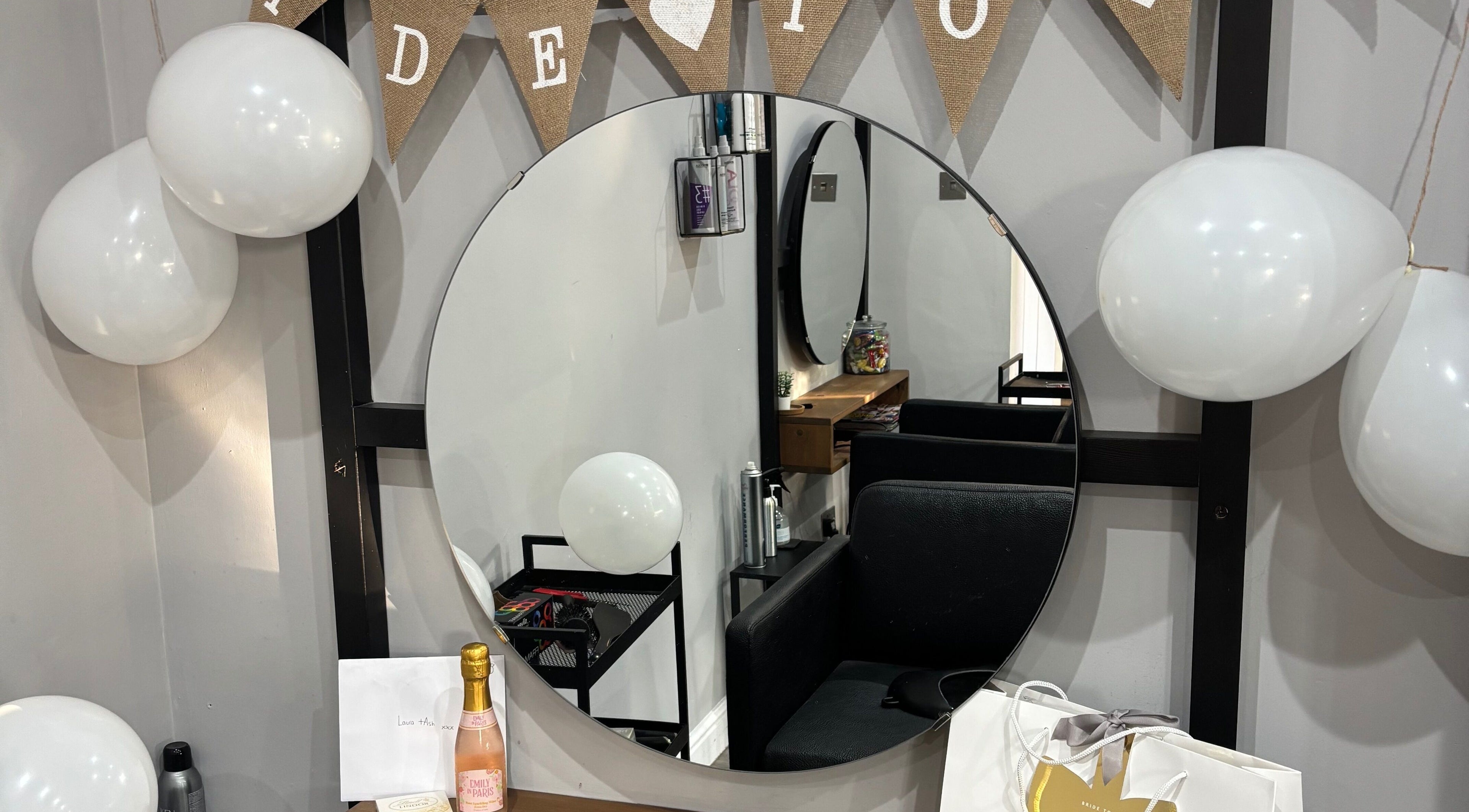 Stylish salon setup with mirror and decorations at CK Beauty Studios, Ilkeston, England, GB.