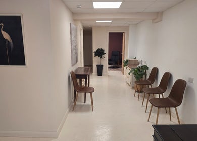 Elegant waiting area in Oxygen Cove Cork featuring modern chairs and minimalist decor, Cork, County Cork, IE.