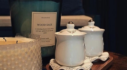 Elegant candles and jars create a relaxing ambiance at 7Breaths Massage Boutique, Auckland, Auckland, NZ.