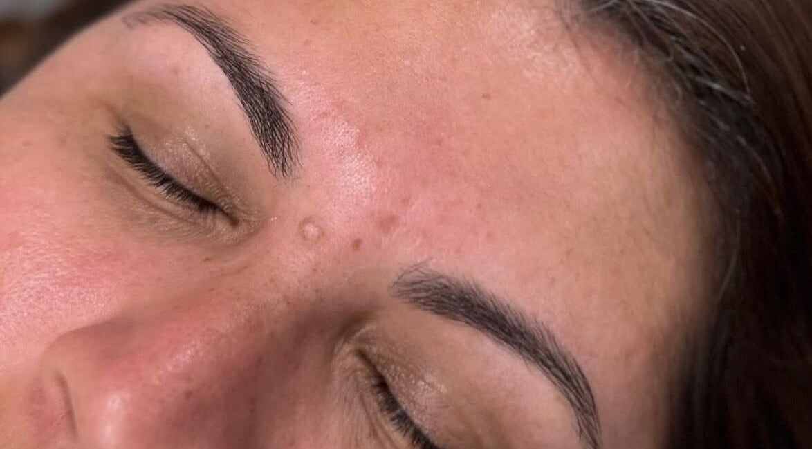Close-up of smooth skin and perfectly shaped eyebrows at Zoila Beauty, Centereach, New York, US.