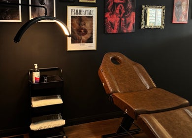 Sirenstudio_co massage room with brown recliner chair, Blacksmiths, New South Wales, AU.