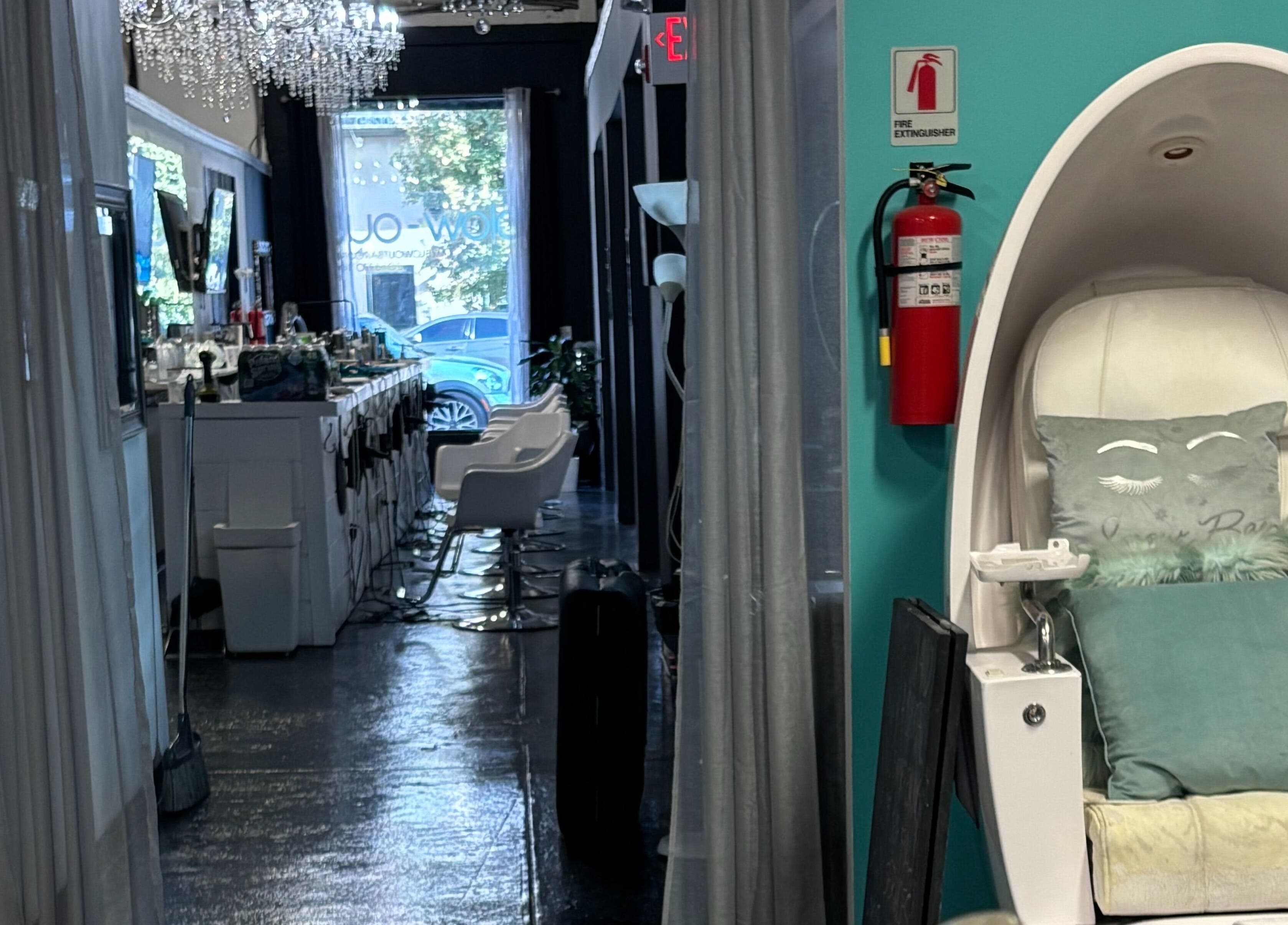 Elegant nail and spa lounge at ASHIYA'S, Jersey City, New Jersey, US, featuring luxury manicure stations.