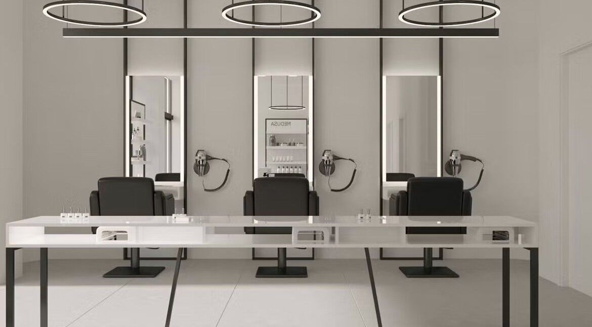 Σύγχρονος χώρος περιποίησης στη Medusa Nea Smirni, Νέα Σμύρνη, GR με μοντέρνο εσωτερικό.