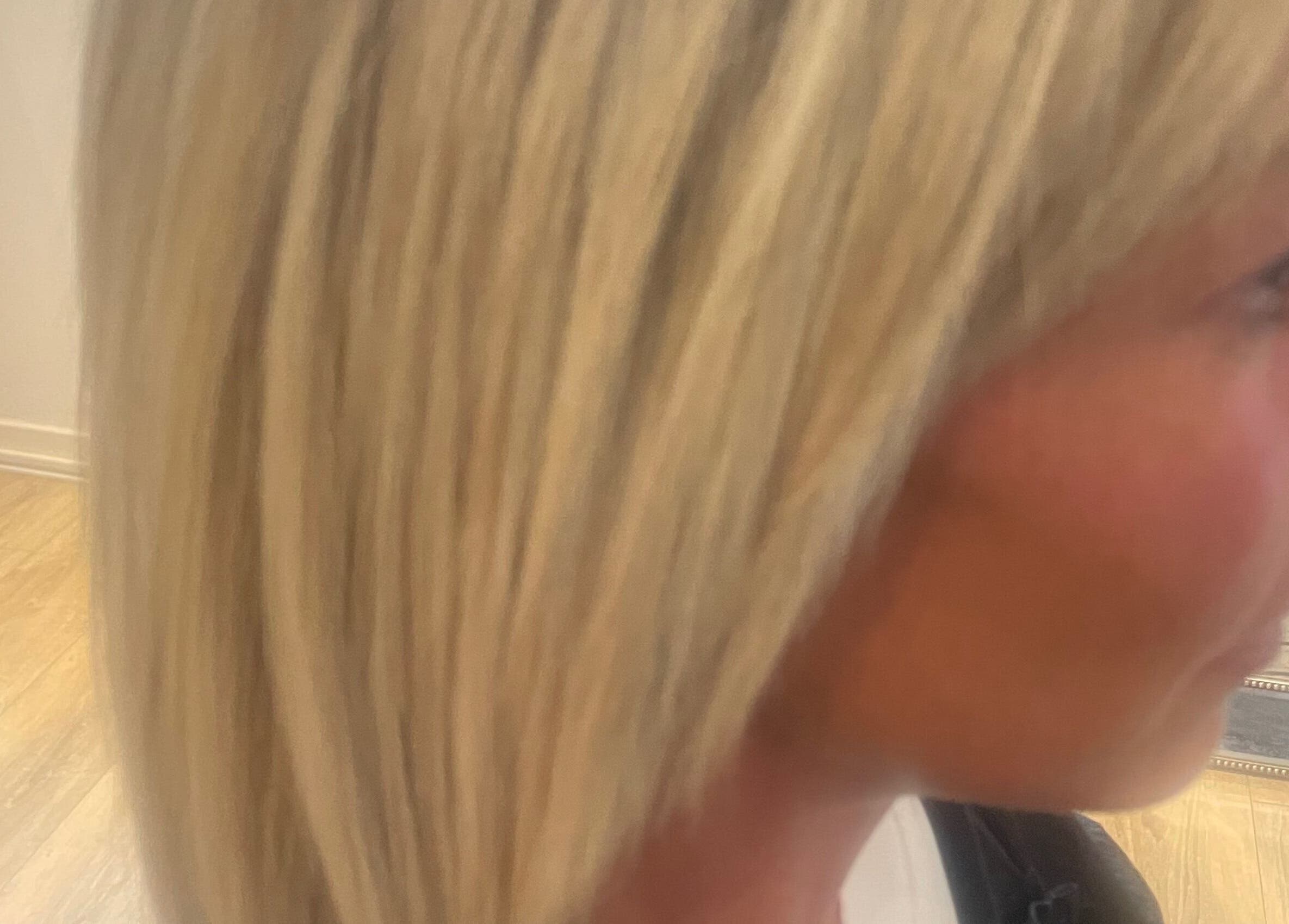 Blonde hair styled at Ali @ No. 17 in East Kilbride, Scotland, GB, showcasing sleek smoothness.