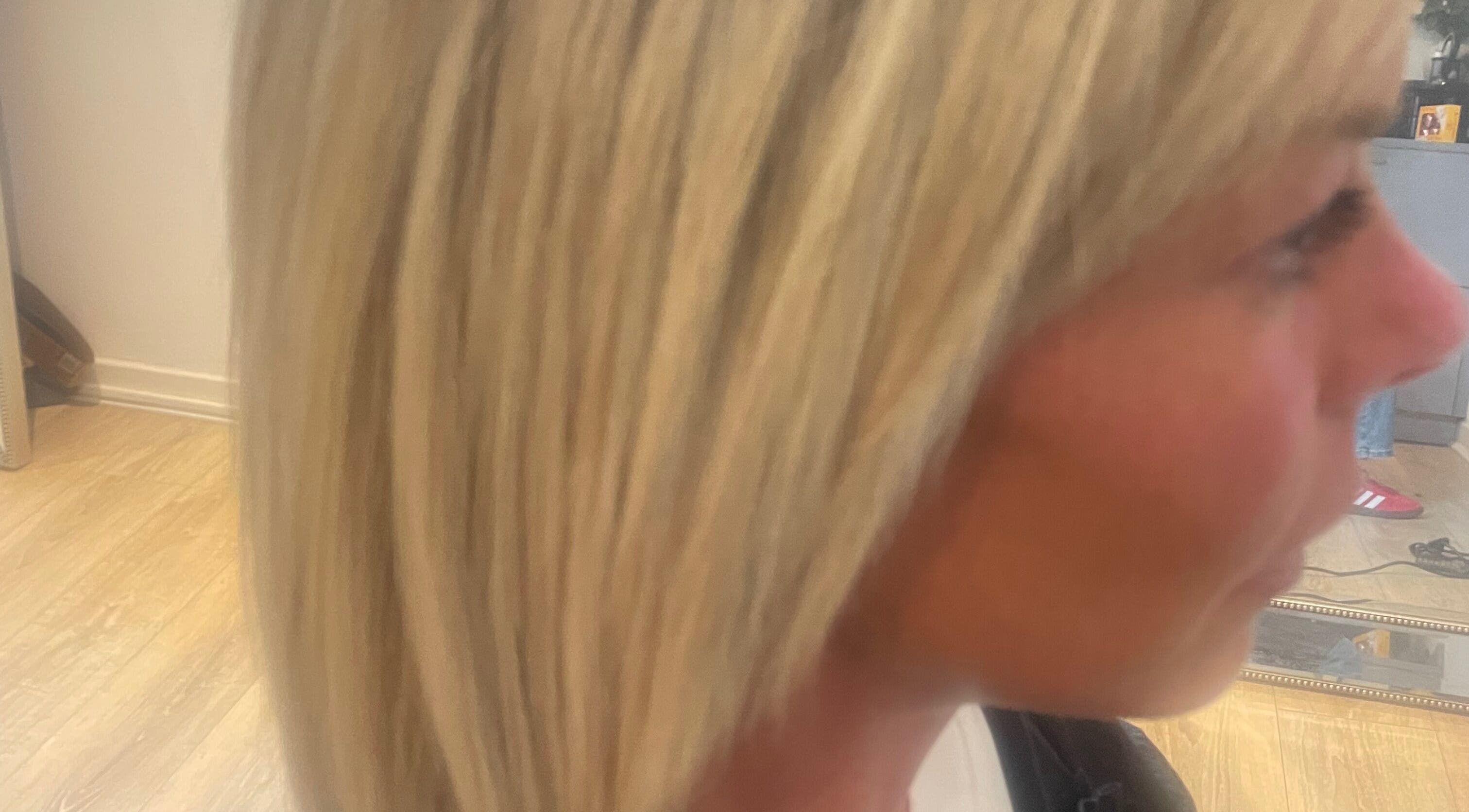 Blonde hair styled at Ali @ No. 17 in East Kilbride, Scotland, GB, showcasing sleek smoothness.