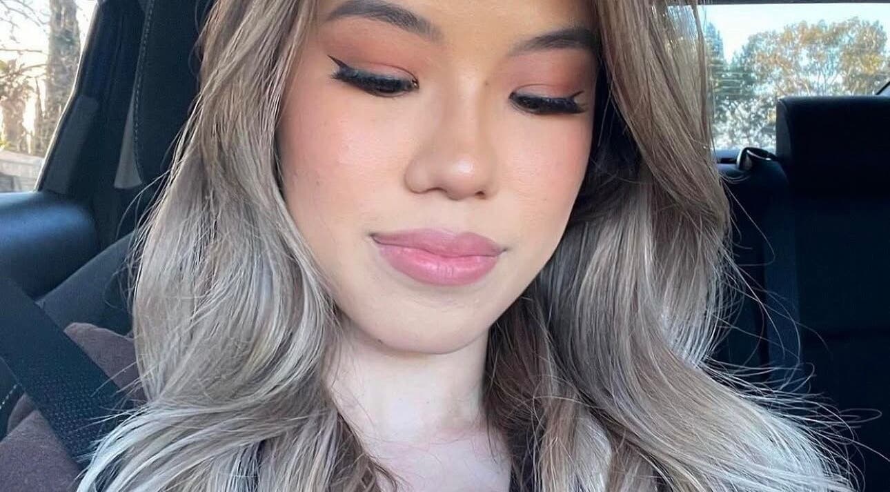 Close-up of elegant hairstyle at Ritzy’s Hair Studio in Windsor, England, GB.