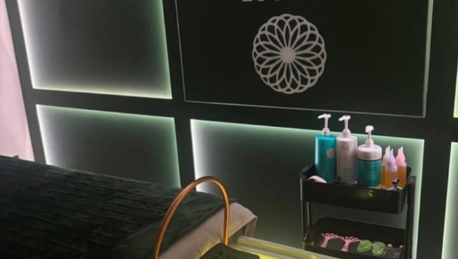 Modern treatment room at The Harmony Lounge in Radcliffe, England, GB, displaying a well-organized product cart.