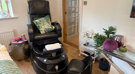 Luxurious pedicure chair at Annabel's Beauty, Stowmarket, England, GB, surrounded by calming decor.