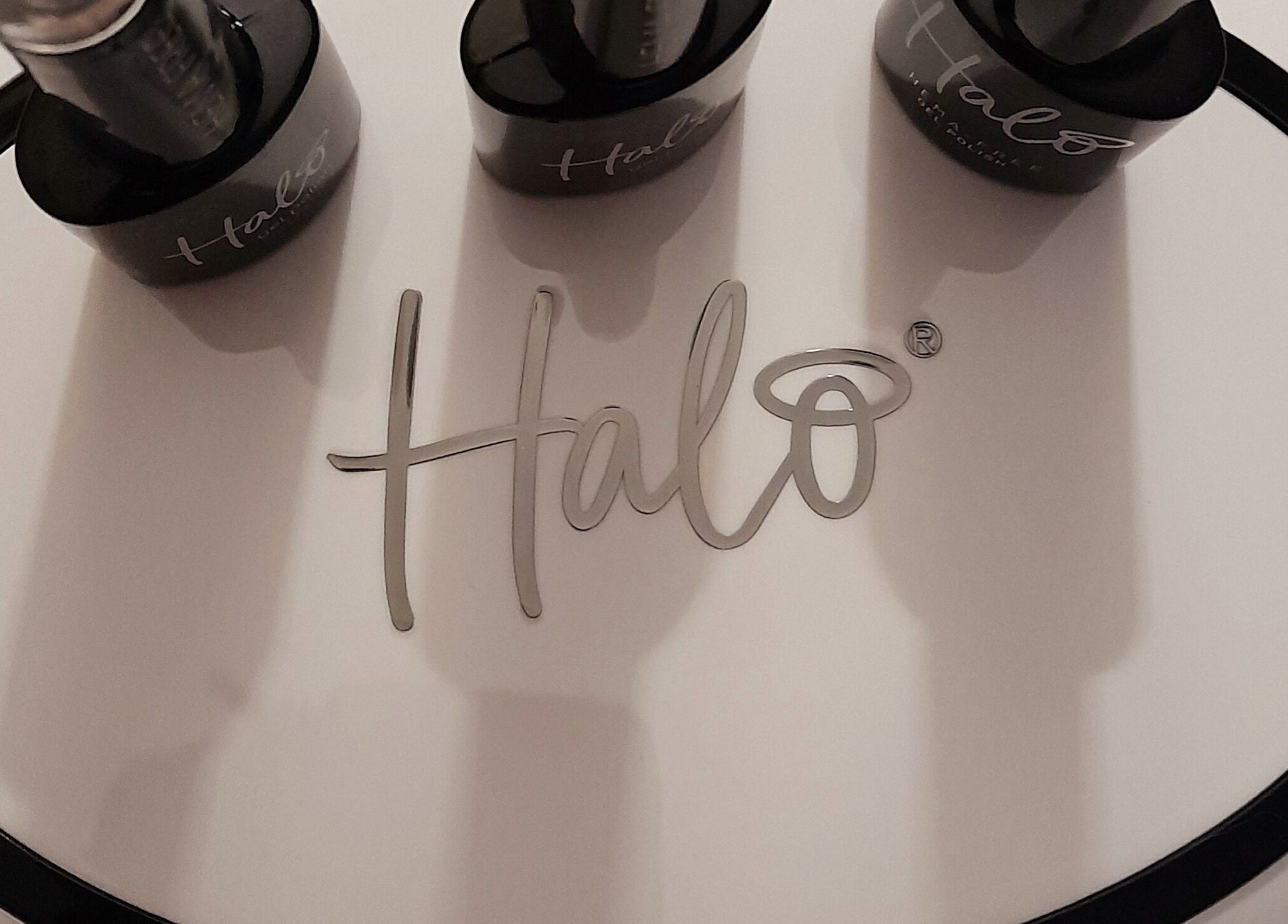 Stylish Halo nail polish display at Align & Revive Holistic Therapy, Knaresborough, England, GB.