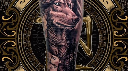 Detailed wolf tattoo at Zamani Ink, Cambridge, Waikato Region, NZ exemplifying artistic excellence.