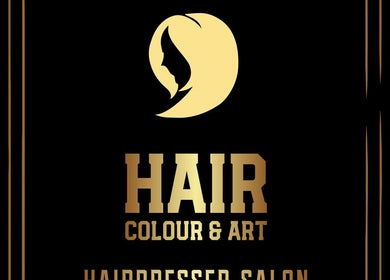 Hair Colour & Art logo with gold design in Dundas Valley, New South Wales, AU.
