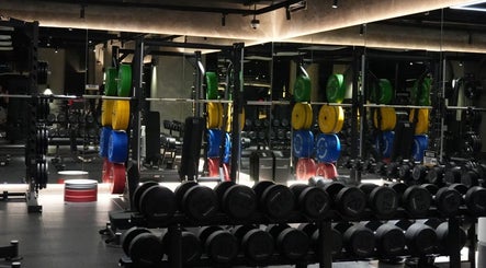 Vibrant weightlifting area at Flex Gym Bgc, Taguig City, Metro Manila, PH with colorful plates.
