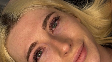 Close-up of person with expertly lashed eyes at Lashed By Lucy, Farnham, England, GB.