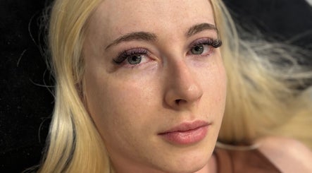 Close-up of a client's lashes at Lashed By Lucy, Farnham, England, GB, showcasing lash extension results.