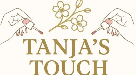 Stijlvol logo van Tanja's Touch Nagelstudio in Veldhoven, Noord-brabant, NL, met nagellakontwerp en bloemen.