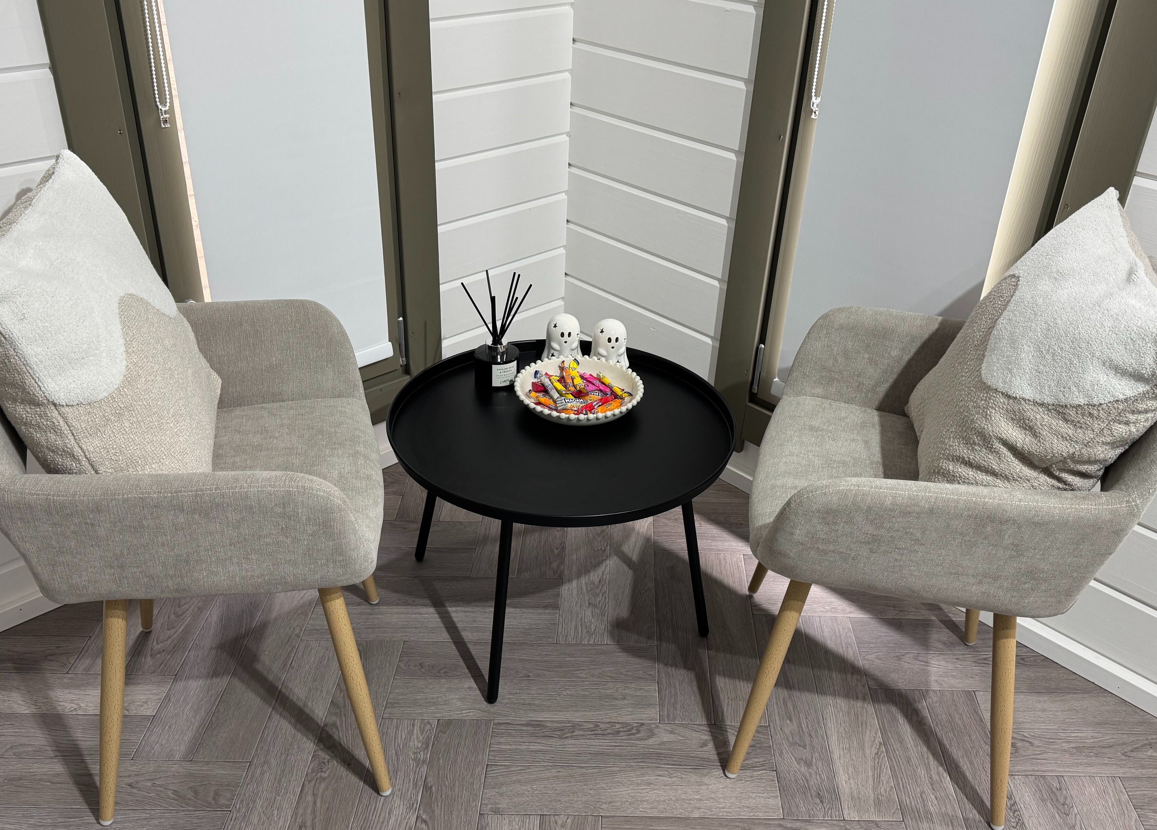 Elegant seating with a black table at Silken Beauty by Sophie, Littleport, England, GB.