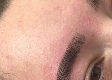 Close-up of an eye and flawless skin treatment at Shedz_Beauty, Stoke-on-Trent, England, GB.