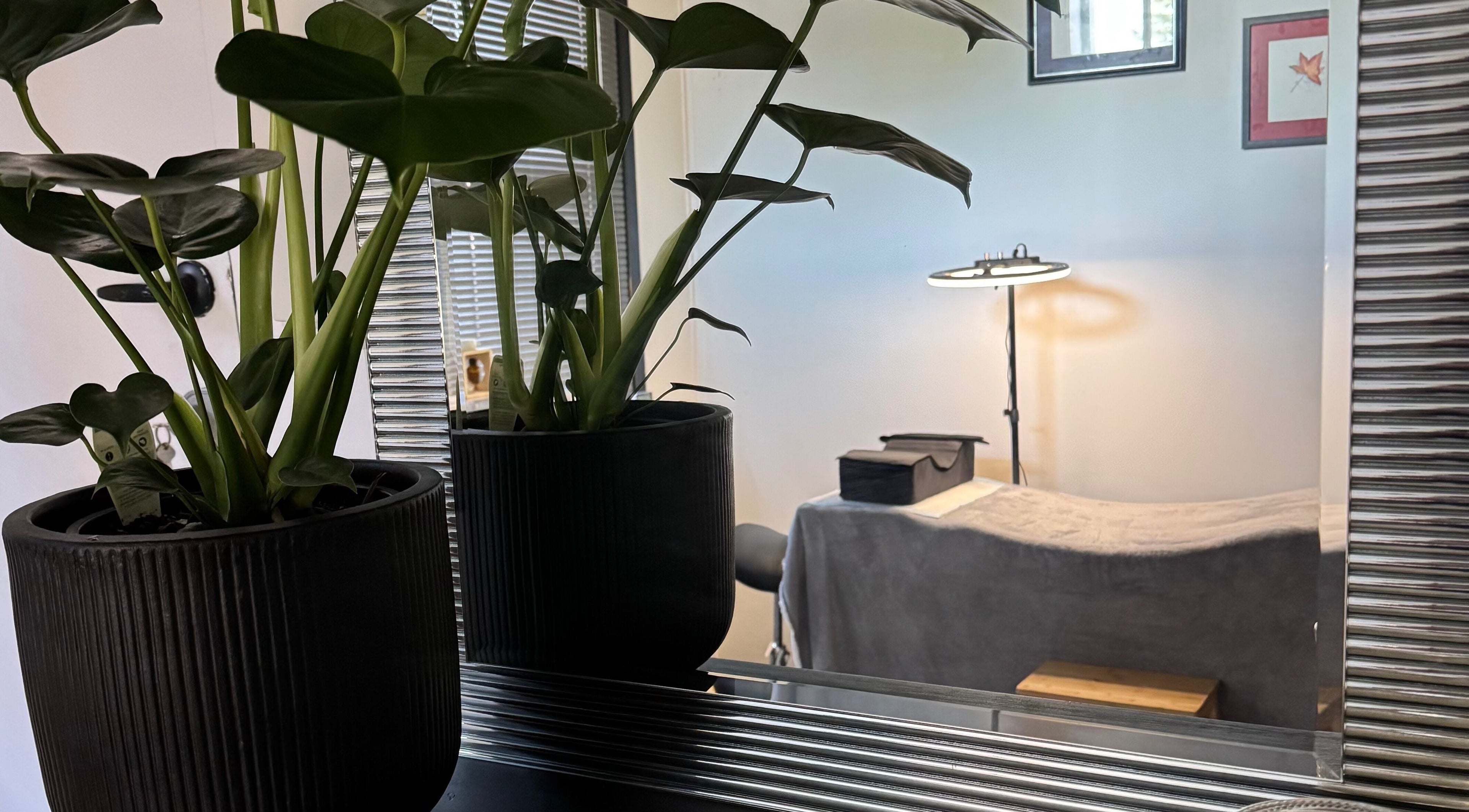 Relaxing massage room at Designer Lashes, Trafalgar, Victoria, AU with lush plants and cozy decor.