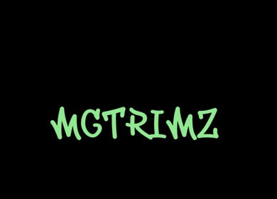 MG TRIMZ logo in neon green on black background, showcasing the salon's brand in Leeds, England, GB.