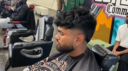 Client with trendy haircut at MG TRIMZ, Leeds, England, GB, showcasing modern barbering style.