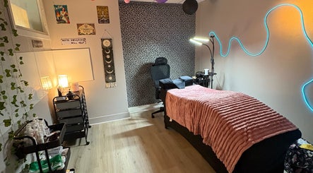 Inviting treatment room at Very Bettie in Horley, England, GB with a plush bed and calming decor.