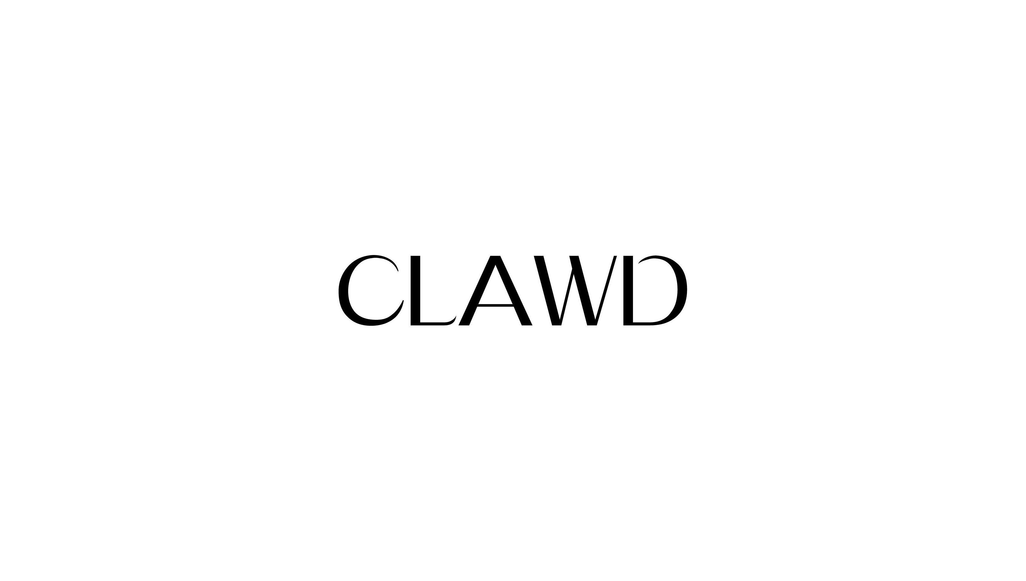 CLAWD logo displayed with sleek black font at clawdsg, SG, SG.