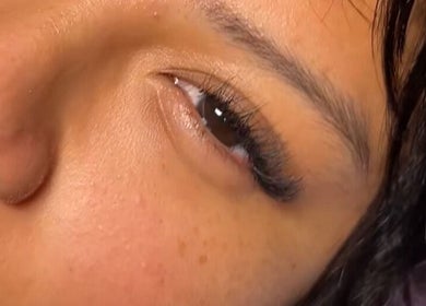 Close-up of elegant eyelash extensions at AV aestheticz, London, England, GB.