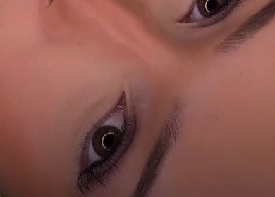 Close-up of eyes with flawless makeup at AV aestheticz, London, England, GB.