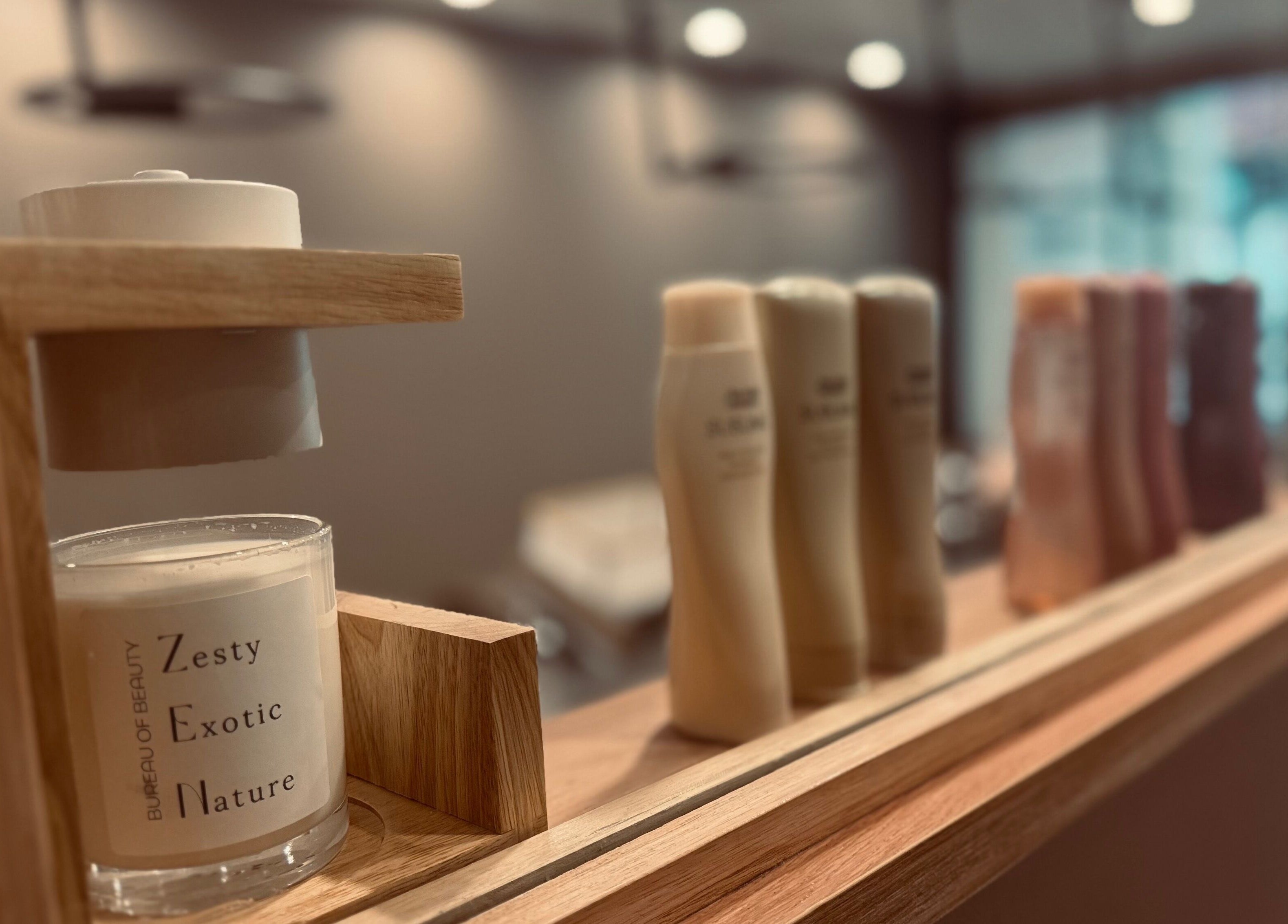 Luxurious spa products on display at Bureau of Beauty in Yeerongpilly, Queensland, AU. Elegant and inviting.