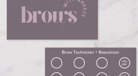 Loyalty card for Brows With Breeze, Rufford Avenue, England, GB features elegant branding details.