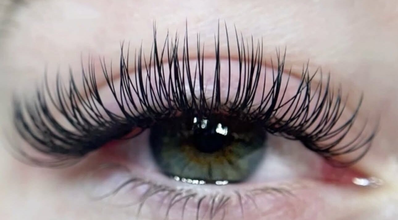 Close-up of dramatic eyelash extension at Luxe Beauty in Portsmouth, England, GB.
