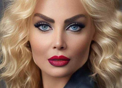 Blonde woman with bold makeup at Venus Clinic, London, England, GB.
