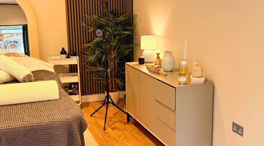 Relaxing treatment room at Sculpt Labs - Marple in Stockport, England, GB with calming decor and soothing ambiance.