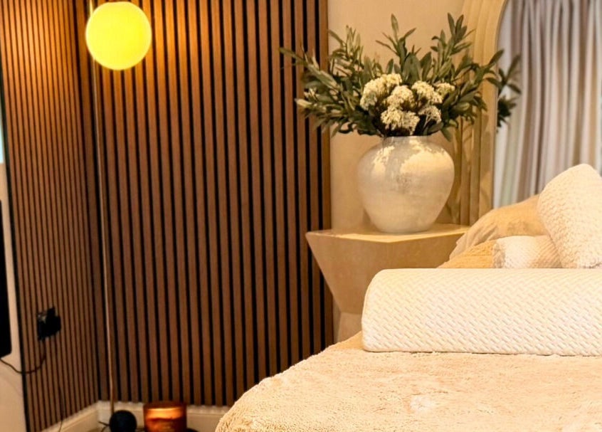 Elegant spa room with cozy bed and ambient lighting at Sculpt Labs - Marple, Stockport, England, GB.