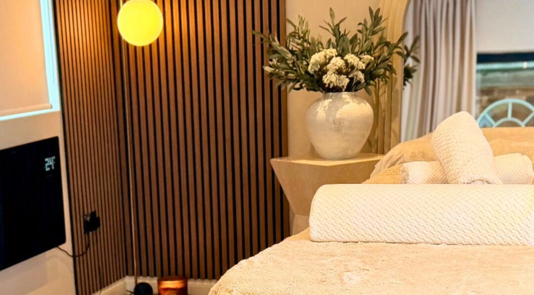Elegant spa room with cozy bed and ambient lighting at Sculpt Labs - Marple, Stockport, England, GB.