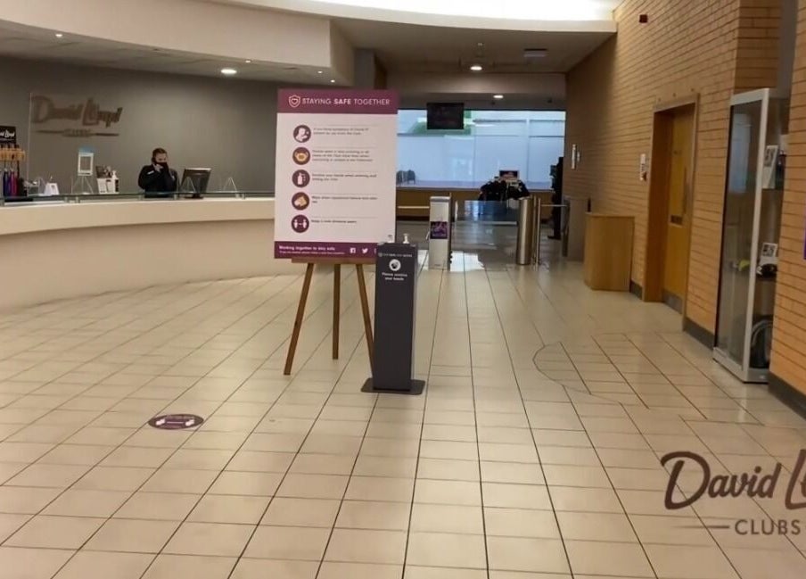 Reception area of Sculpt Labs - Chorley in Chorley, England, GB, featuring a modern design and safety signage.
