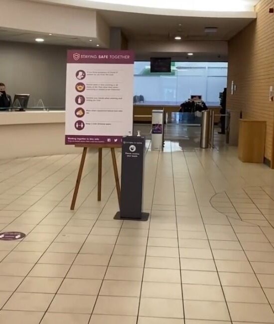 Reception area of Sculpt Labs - Chorley in Chorley, England, GB, featuring a modern design and safety signage.