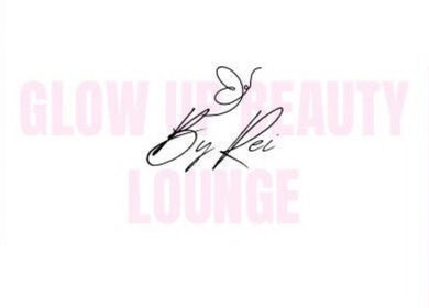 Logo of Glow Up Beauty Lounge by Rei in Fort Meade, Maryland, US, featuring elegant script and pink details.
