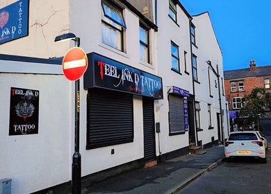 Street view of Teel Ink'd Tattoo frontage in Rochdale, England, GB, showcasing the venue exterior.