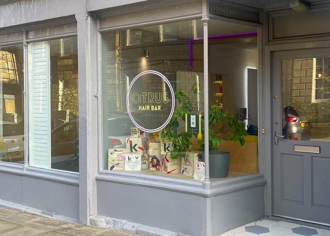 Citrus Hair Bar storefront in Edinburgh, Scotland, GB, showcasing inviting modern design.