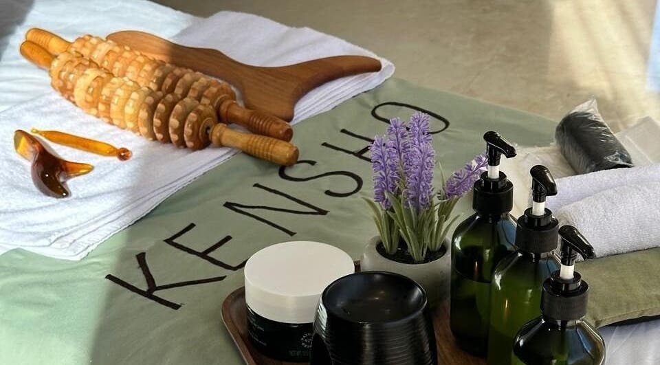 Massage tools and oils at KENSHO, Riyadh, Riyadh Province, SA, enhancing relaxation and wellness experience.