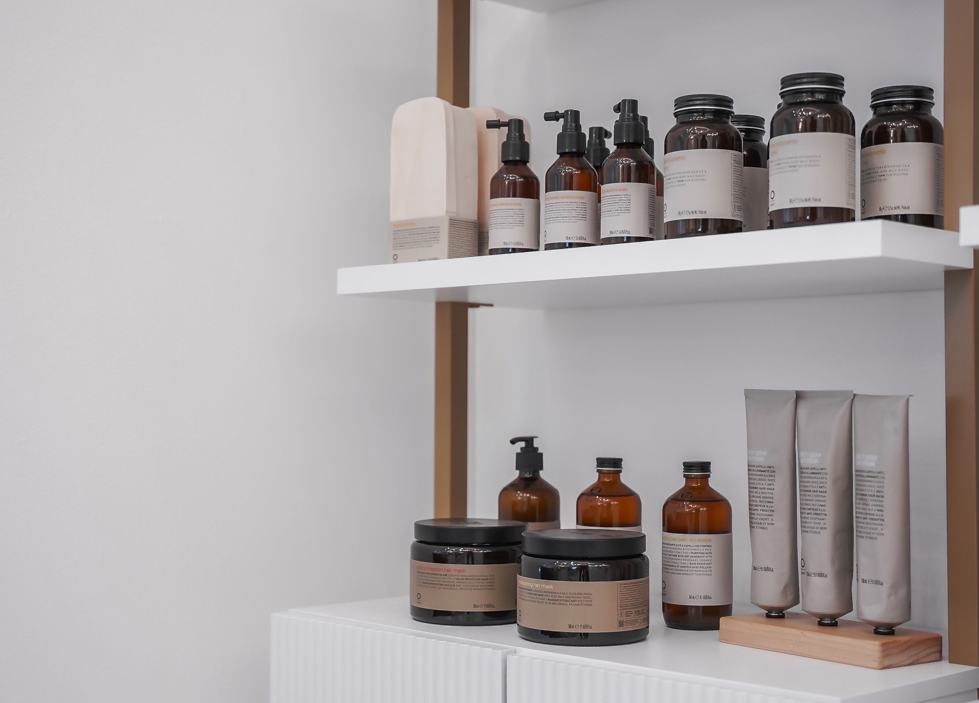 Premium skincare products on display at Lavie Bella Head Spa, Artesia, California, US.